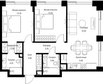 Квартира 69,9 м², 2-комнатная - изображение 2