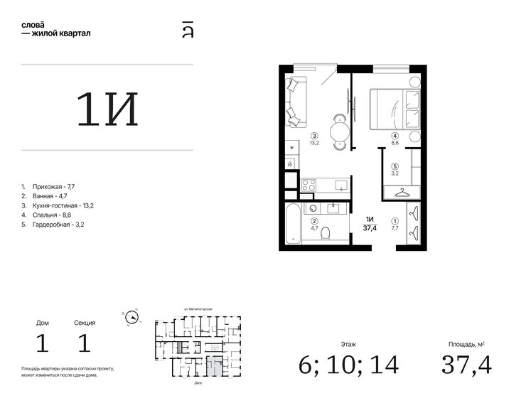 47,7 м², 1-комнатная квартира 5 200 000 ₽ - изображение 91