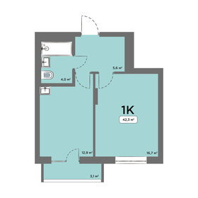 Квартира 42,3 м², 1-комнатная - изображение 1