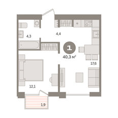 Квартира 40,4 м², 1-комнатная - изображение 3