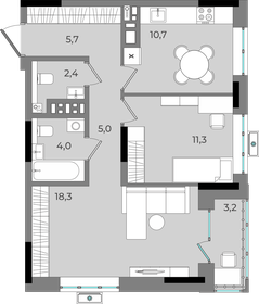 Квартира 60,6 м², 2-комнатная - изображение 1