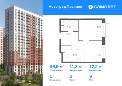 Квартира 36,5 м², 1-комнатная - изображение 1