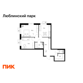 Квартира 65,8 м², 2-комнатная - изображение 1