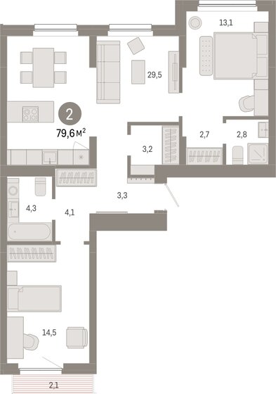 53 м², 2-комнатная квартира 8 600 000 ₽ - изображение 44