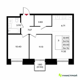 Квартира 55,5 м², 3-комнатная - изображение 1