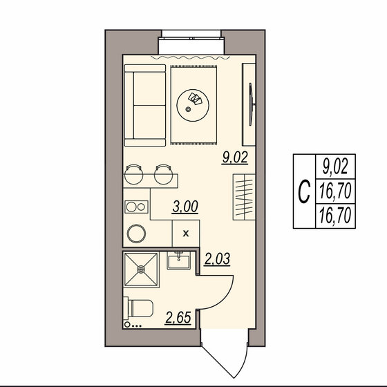 16,7 м², квартира-студия 2 899 000 ₽ - изображение 21