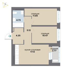 Квартира 56,4 м², 2-комнатная - изображение 2