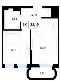 Квартира 35,2 м², 1-комнатная - изображение 1