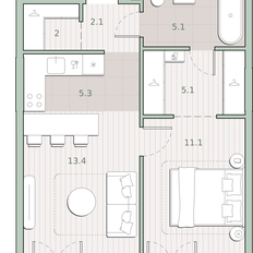 Квартира 44,1 м², 1-комнатная - изображение 2