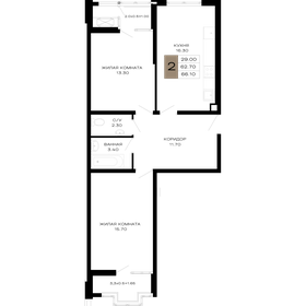 Квартира 66,1 м², 2-комнатная - изображение 1