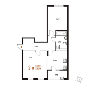 Квартира 58,2 м², 2-комнатная - изображение 1