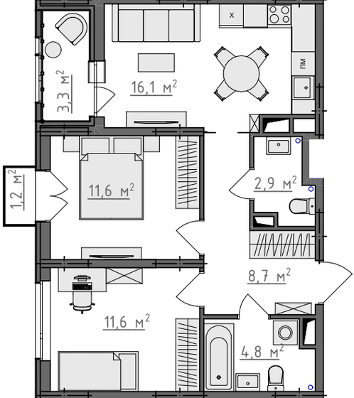 57,7 м², 2-комнатная квартира 6 117 260 ₽ - изображение 35