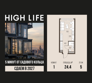 Квартира 24,4 м², 1-комнатная - изображение 1