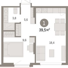 Квартира 39,5 м², 1-комнатная - изображение 3