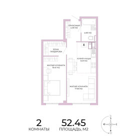 Квартира 52,5 м², 2-комнатная - изображение 1
