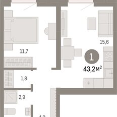 Квартира 43,2 м², 1-комнатная - изображение 3