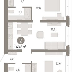 Квартира 63,8 м², 2-комнатная - изображение 3