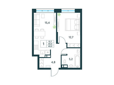 Квартира 39,8 м², 1-комнатная - изображение 1