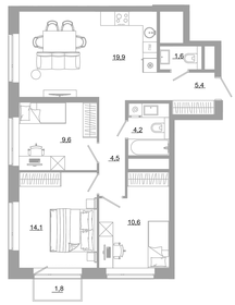 Квартира 71,8 м², 3-комнатная - изображение 1