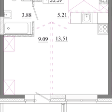 Квартира 35,6 м², 1-комнатная - изображение 3