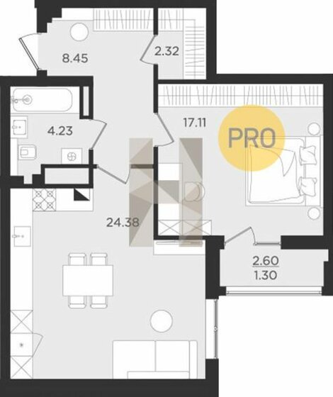 57,8 м², 1-комнатная квартира 8 820 000 ₽ - изображение 54