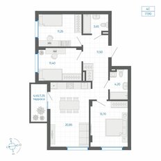 Квартира 77,9 м², 3-комнатная - изображение 2