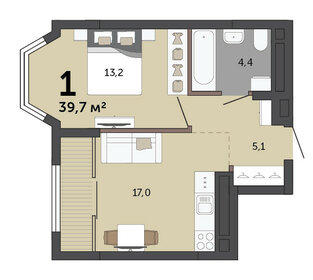 Квартира 39,7 м², 1-комнатная - изображение 2
