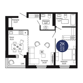 Квартира 64,8 м², 2-комнатная - изображение 1