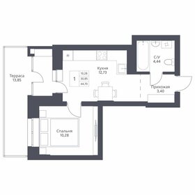 Квартира 44,7 м², студия - изображение 1