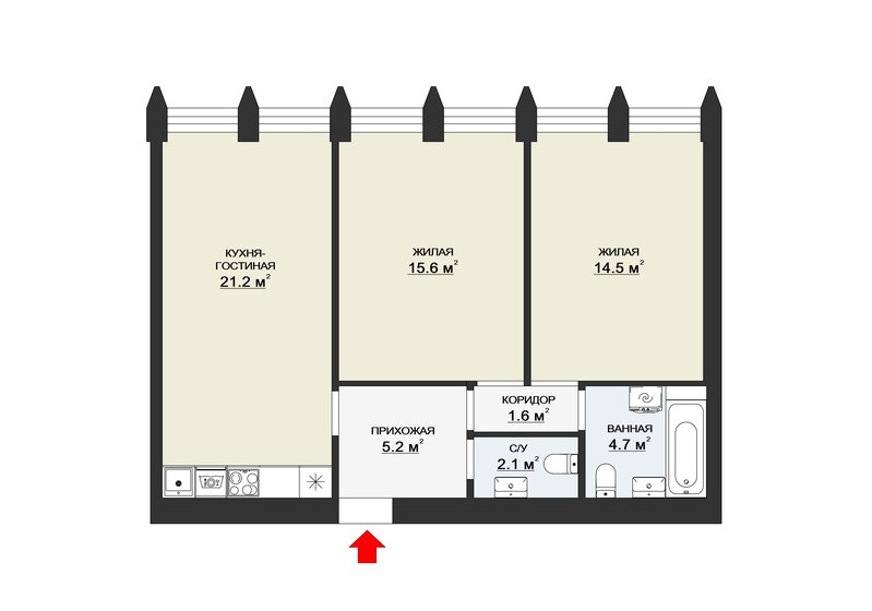 54,7 м², 2-комнатная квартира 39 745 000 ₽ - изображение 105