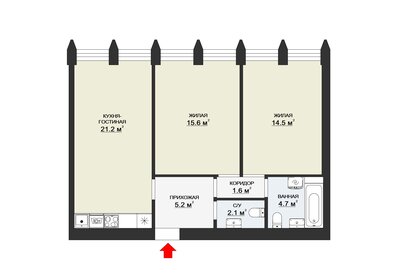 Квартира 66 м², 2-комнатная - изображение 1