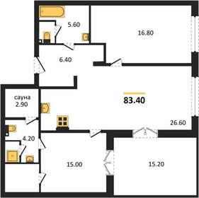 Квартира 83,4 м², 2-комнатная - изображение 1