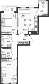 Квартира 64,6 м², 2-комнатная - изображение 1