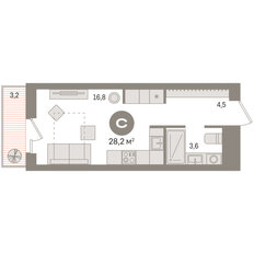 Квартира 28,2 м², студия - изображение 4