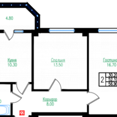 Квартира 56,7 м², 2-комнатная - изображение 2