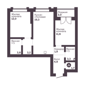 Квартира 61,6 м², 2-комнатная - изображение 1