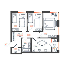 Квартира 83,1 м², 3-комнатная - изображение 1
