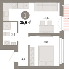 Квартира 35,6 м², 1-комнатная - изображение 3