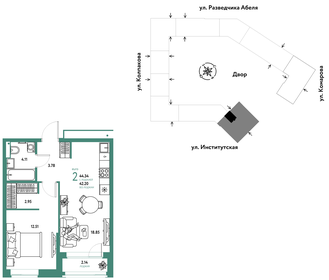 Квартира 44,3 м², 2-комнатная - изображение 1