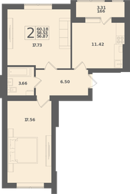 Квартира 60,2 м², 2-комнатная - изображение 1