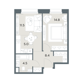 Квартира 44,2 м², 2-комнатная - изображение 1