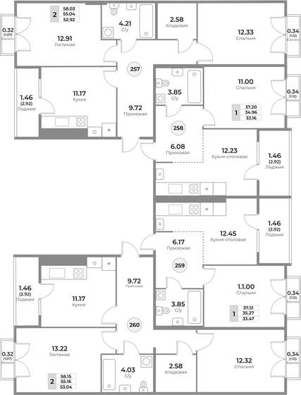 57,8 м², 2-комнатная квартира 9 500 000 ₽ - изображение 106
