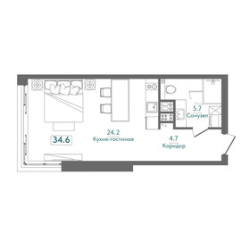Квартира 34,6 м², студия - изображение 1