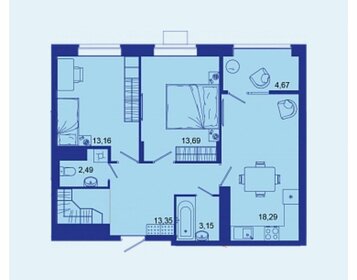 Квартира 66,6 м², 2-комнатная - изображение 1