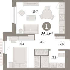 Квартира 36,4 м², 1-комнатная - изображение 3