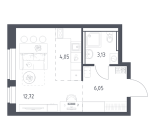 Квартира 26 м², студия - изображение 1