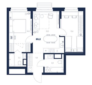 Квартира 59,2 м², 2-комнатная - изображение 1