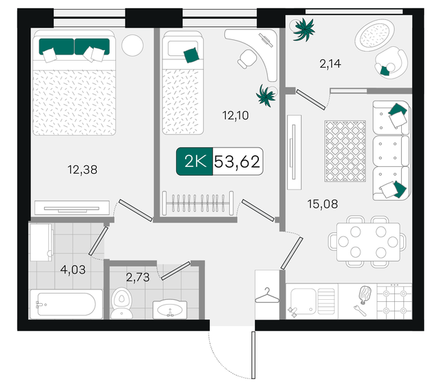 52,3 м², 2-комнатная квартира 7 300 000 ₽ - изображение 66