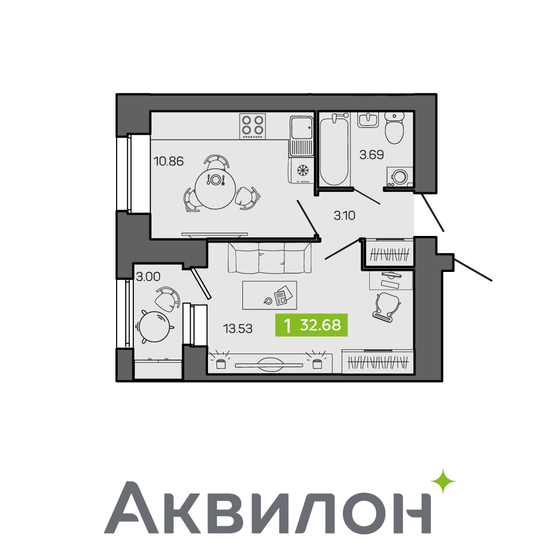 36 м², 1-комнатная квартира 4 897 377 ₽ - изображение 29
