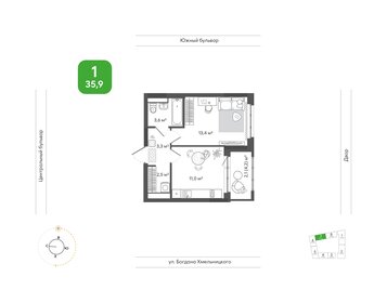 Квартира 35,9 м², 1-комнатная - изображение 1